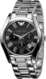 Emporio Armani Valente Chronograph Black Dial Silver Stainless Steel Watch For Men - AR0673 Buy Now By Emporio Armani