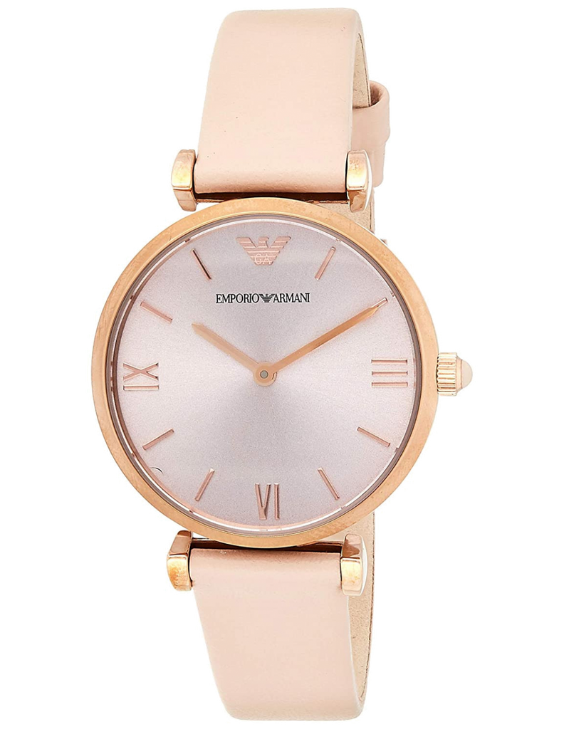 Emporio Armani Gianni T-Bar Quartz Rose Gold Dial Pink Leather Strap Watch For Women - AR11001 Buy Now By Emporio Armani