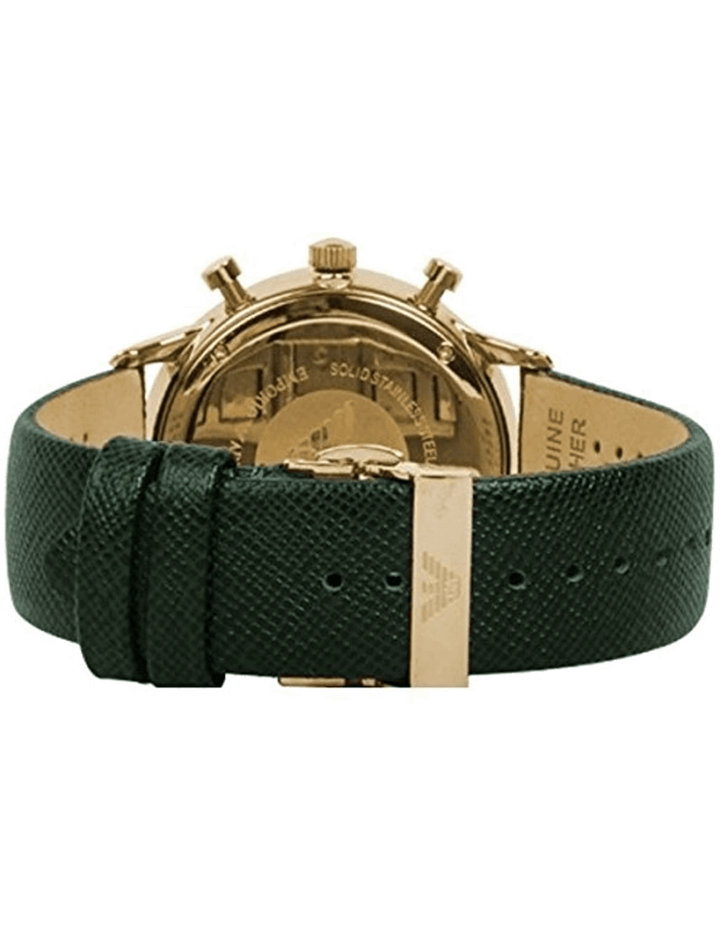 Emporio Armani Chronograph Champagne Dial Green Leather Strap Watch For Men - AR1722 Buy Now By Emporio Armani