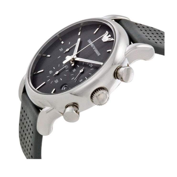 Emporio Armani Luigi Chronograph Quartz Grey Dial Grey Leather Strap Watch For Men - AR1735 Buy Now By Emporio Armani