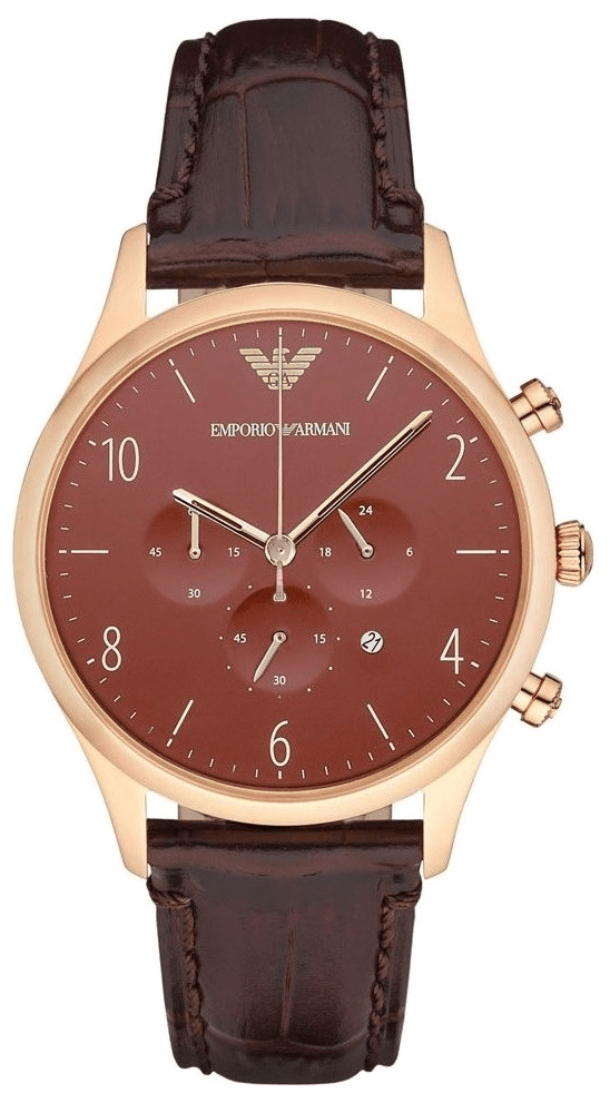Emporio Armani Classic Chronograph Burgundy Dial Brown Leather Strap Watch For Men - AR1890 Buy Now By Emporio Armani