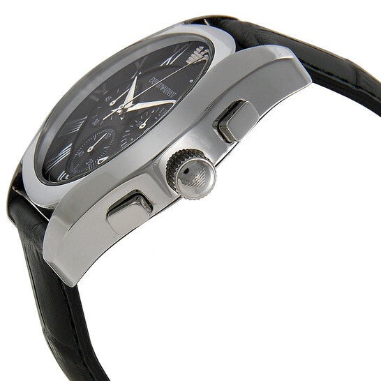 Emporio Armani Valente Chronograph Black Dial Black Leather Strap Watch For Men - AR1633 Buy Now By Emporio Armani