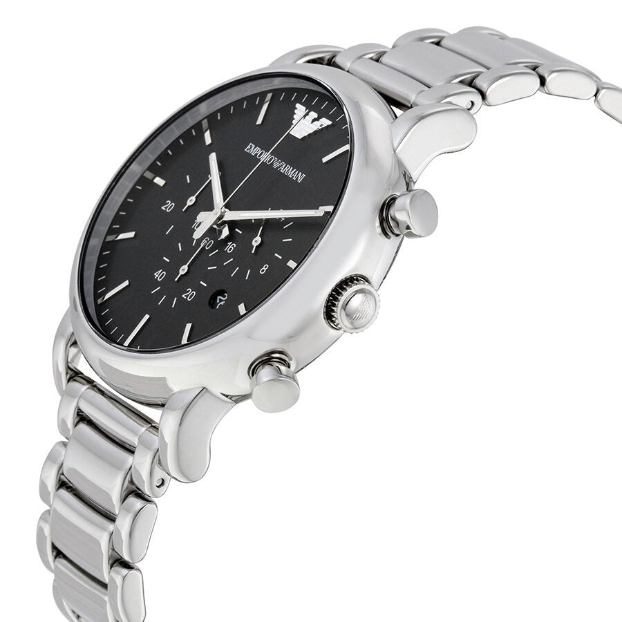 Emporio Armani Chronograph Black Dial Silver Steel Strap Watch For Men - AR1853 Buy Now By Emporio Armani