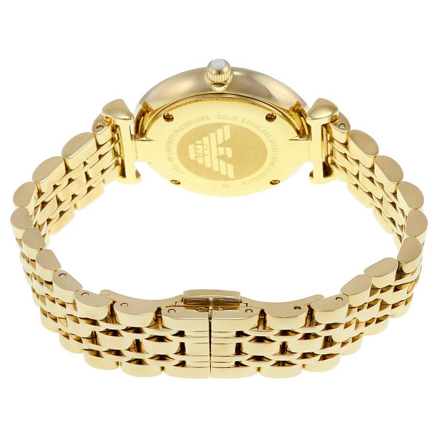 Emporio Armani Gianni T Bar White Mother of Pearl Dial Gold Steel Strap Watch For Women - AR1907 Buy Now By Emporio Armani