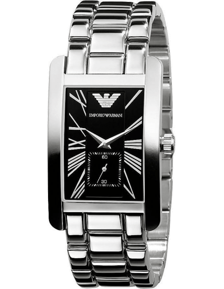 Emporio Armani Classic Black Dial Silver Stainless Steel Strap Watch For Men - AR0156 Buy Now By Emporio Armani