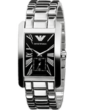 Emporio Armani Classic Black Dial Silver Stainless Steel Strap Watch For Men - AR0156 Buy Now By Emporio Armani