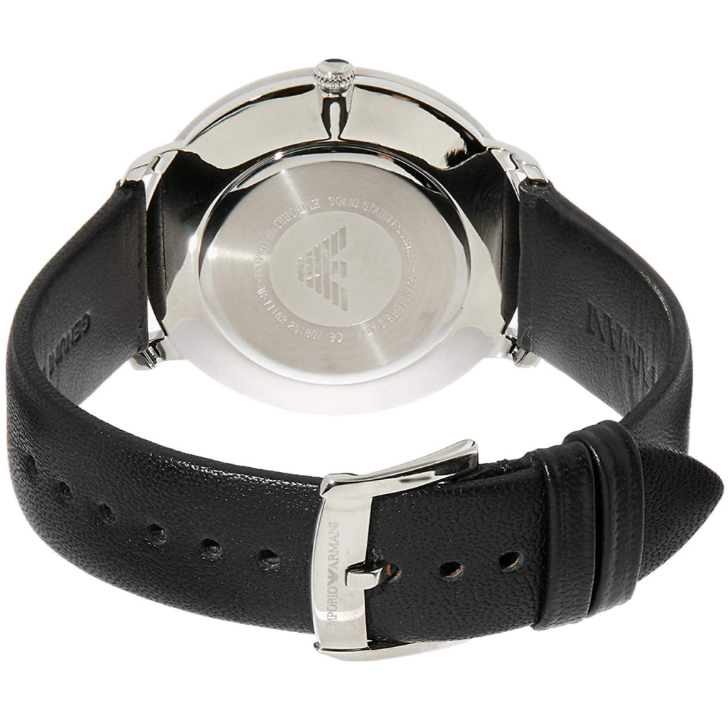 Emporio Armani Modern Slim Quartz Grey Dial Black Leather Strap Watch For Men - AR11162 Buy Now By Emporio Armani