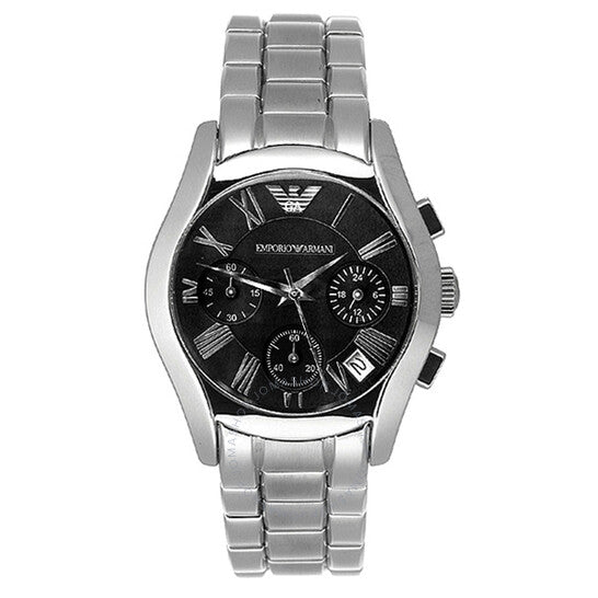 Emporio Armani Velente Chronograph Black Dial Silver Steel Strap Watch For Women - AR0674 Buy Now By Emporio Armani