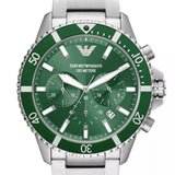 Emporio Armani Diver Chronograph Green Dial Silver Steel Strap Watch For Men - AR11500 Buy Now By Emporio Armani