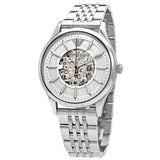 Emporio Armani Meccanico Skeleton Silver Dial Silver Steel Strap Watch For Men - AR1945 Buy Now By Emporio Armani