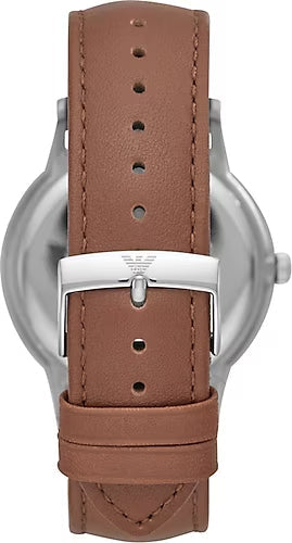 Emporio Armani Renato Quartz Silver Dial Brown Leather Strap Watch For Men - AR11185 Buy Now By Emporio Armani