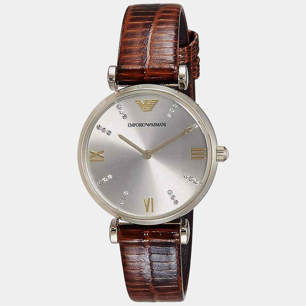 Emporio Armani Gianni T Bar Beige Dial Brown Leather Strap Watch For Women - AR1883 Buy Now By Emporio Armani