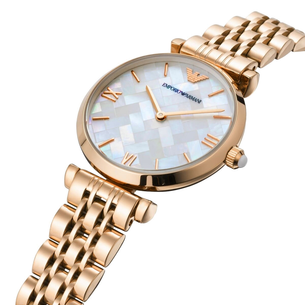 Emporio Armani Mother of Pearl Dial Rose Gold Steel Strap Watch For Women - AR11110 Buy Now By Emporio Armani