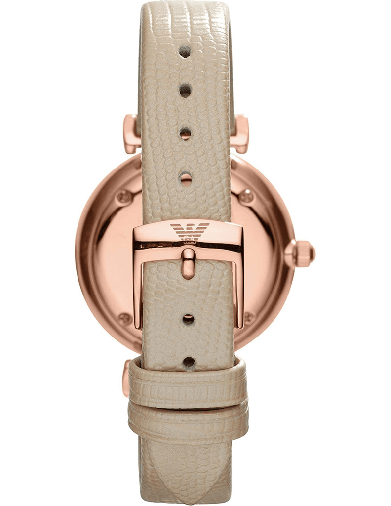 Emporio Armani Gianni T Bar Gunmetal Dial Beige Leather Strap Watch For Women - AR1681 Buy Now By Emporio Armani