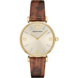 Emporio Armani Gianni T Bar Beige Dial Brown Leather Strap Watch For Women - AR1883 Buy Now By Emporio Armani