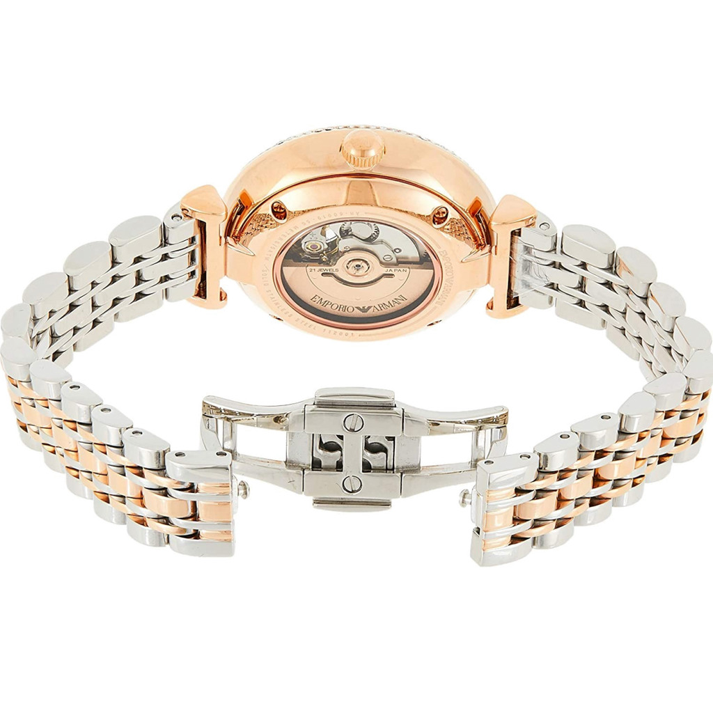 Emporio Armani Gianni T-Bar Analog White Dial Two Tone Steel Strap Watch For Women - AR60019 Buy Now By Emporio Armani