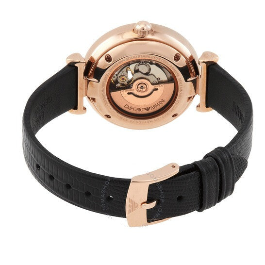 Emporio Armani Gianni T Bar Mother of Pearl White Dial Black Leather Strap Watch For Women - AR60047 Buy Now By Emporio Armani