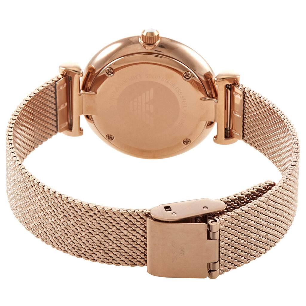 Emporio Armani Gianni T Bar Mother of Pearl Dial Rose Gold Mesh Bracelet Watch For Women - AR11320 Buy Now By Emporio Armani