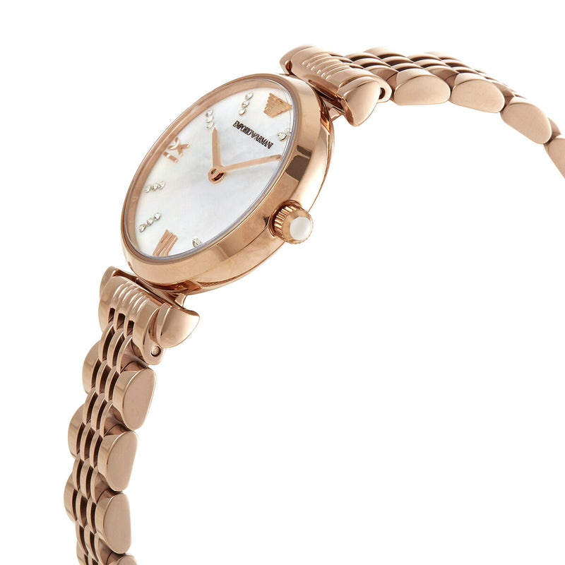 Emporio Armani Gianni T-Bar Mother of Pearl Dial Rose Gold Steel Strap Watch For Women - AR11316 Buy Now By Emporio Armani