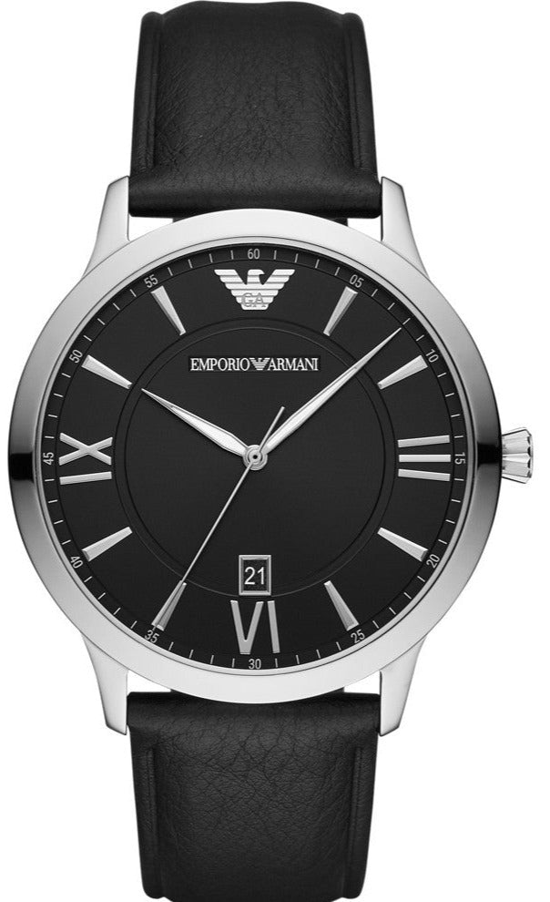 Emporio Armani Giovanni Analog Black Dial Black Leather Strap Watch For Men - AR11210 Buy Now By Emporio Armani
