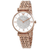 Emporio Armani T-Bar Gianni Crystal Pave Dial Rose Gold Steel Strap Watch For Women - AR11244 Buy Now By Emporio Armani