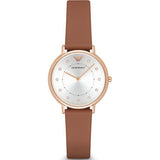 Emporio Armani Classic Analog Silver Dial Brown Leather Strap Watch For Women - AR8040 Buy Now By Emporio Armani