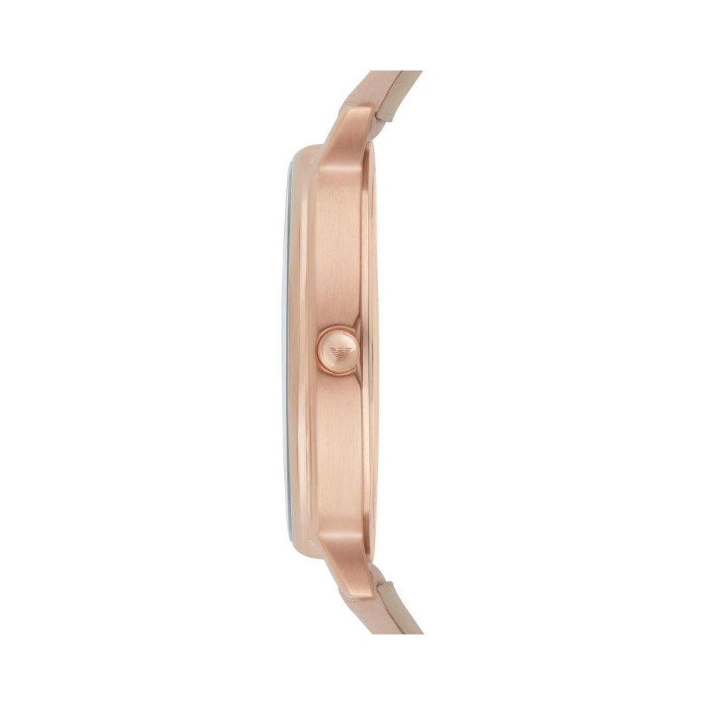 Emporio Armani Kappa Rose Gold & White Dial Beige Nude Leather Strap Watch For Women - AR2510 Buy Now By Emporio Armani
