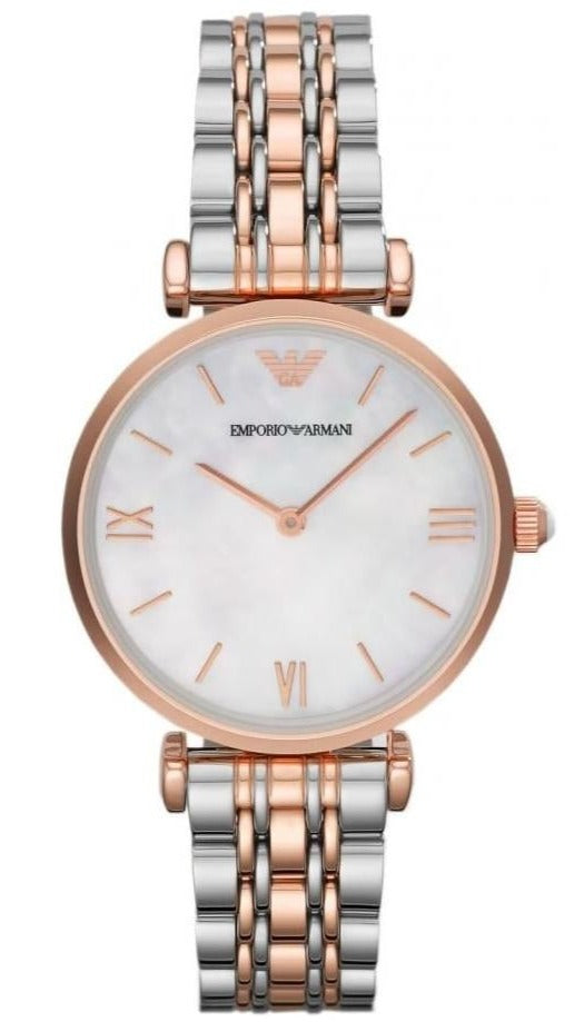 Emporio Armani T Bar Gianni Classic Mother Of Pearl Dial Two Tone Steel Strap Watch For Women - AR1683 Buy Now By Emporio Armani
