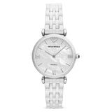 Emporio Armani Giannti T Bar Quartz Mother of Pearl Dial White Steel Strap Watch For Women - AR1485 Buy Now By Emporio Armani