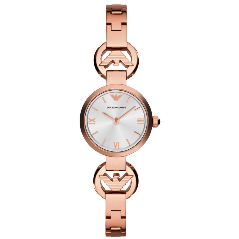 Emporio Armani Retro Quartz Silver Dial Rose Gold Steel Strap Watch For Women - AR1776 Buy Now By Emporio Armani