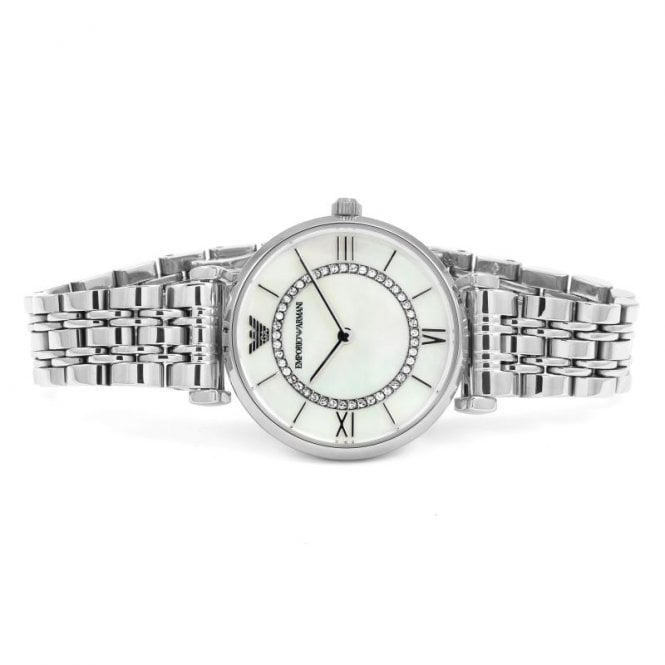 Emporio Armani Gianni T-Bar Mother of Pearl Dial Silver Stainless Steel Watch For Women - AR1908 Buy Now By Emporio Armani