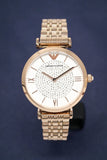 Emporio Armani T-Bar Gianni Crystal Pave Dial Rose Gold Steel Strap Watch For Women - AR11244 Buy Now By Emporio Armani