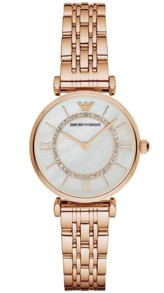 Emporio Armani T-Bar Gianni Crystal Pave Dial Rose Gold Steel Strap Watch For Women - AR11244 Buy Now By Emporio Armani