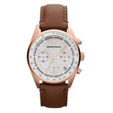 Emporio Armani Sportivo Chronograph White Dial Brown Leather Strap Watch For Men - AR5996 Buy Now By Emporio Armani