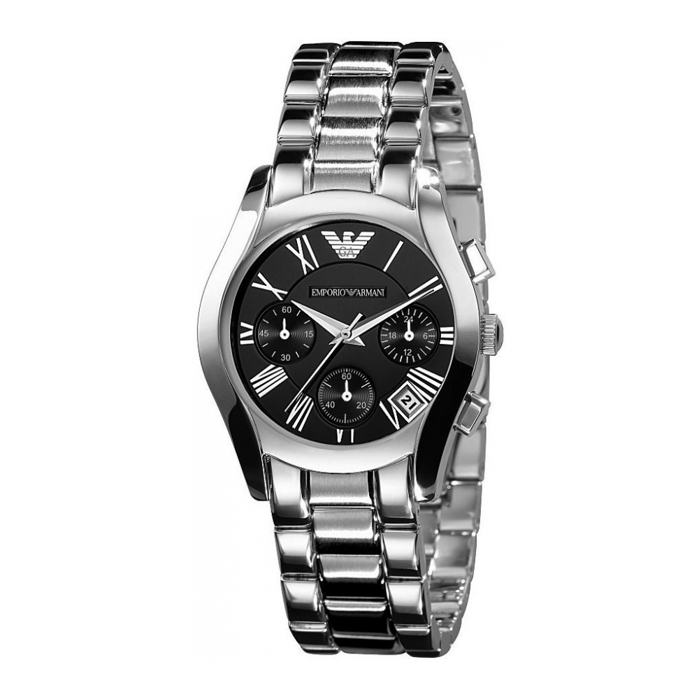 Emporio Armani Velente Chronograph Black Dial Silver Steel Strap Watch For Women - AR0674 Buy Now By Emporio Armani
