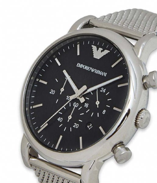 Emporio Armani Classic Chronograph Black Dial Silver Mesh Bracelet Watch For Men - AR1808 Buy Now By Emporio Armani