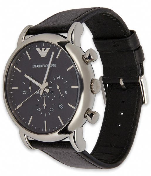 Emporio Armani Luigi Chronograph Black Dial Black Leather Watch For Men - AR1828 Buy Now By Emporio Armani