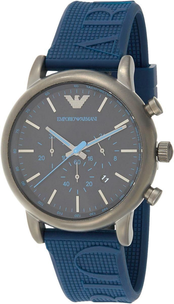 Emporio Armani Luigi Chronograph Black Dial Blue Rubber Strap Watch For Men - AR11023 Buy Now By Emporio Armani