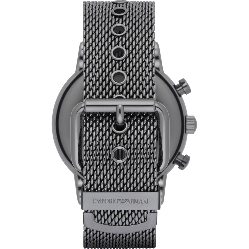 Emporio Armani Chronograph Blue Dial Gun Metallic Mesh Bracelet Watch For Men - AR1979 Buy Now By Emporio Armani
