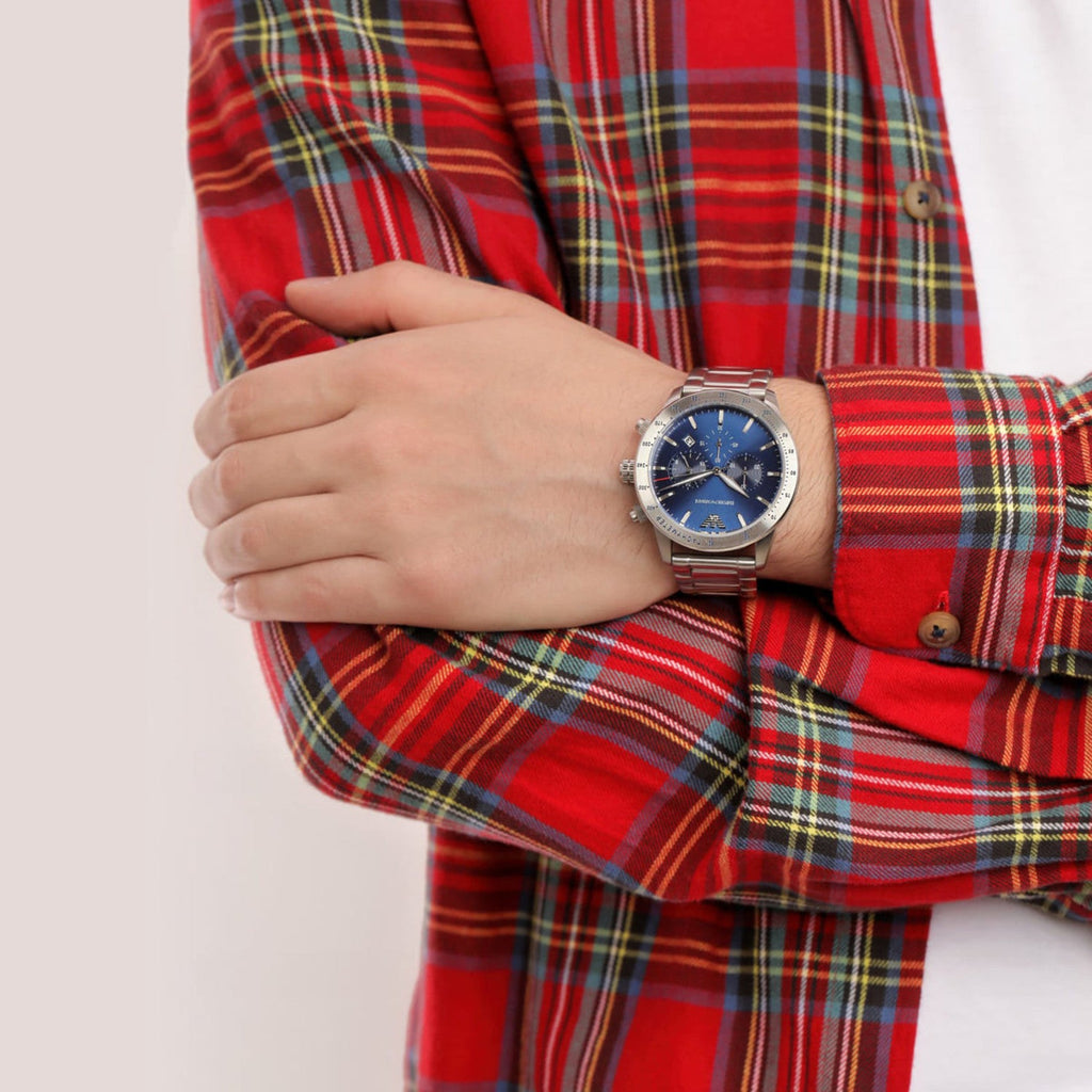 Emporio Armani Mario Chronograph Blue Dial Silver Steel Strap Watch For Men - AR11306 Buy Now By Emporio Armani