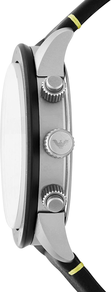 Emporio Armani Mario Chronograph Black Dial Black Leather Strap Watch For Men - AR11325 Buy Now By Emporio Armani