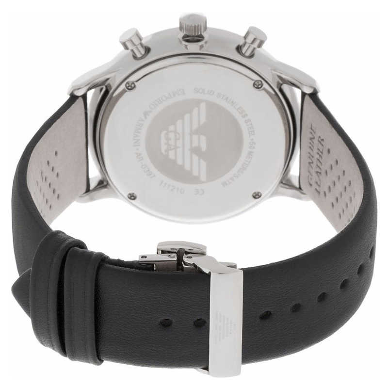 Emporio Armani Gianni Chronograph Black Dial Black Leather Strap Watch For Men - AR0397 Buy Now By Emporio Armani