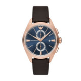 Emporio Armani Claudio Chronograph Blue Dial Brown Leather Strap Watch For Men - AR11554 Buy Now By Emporio Armani