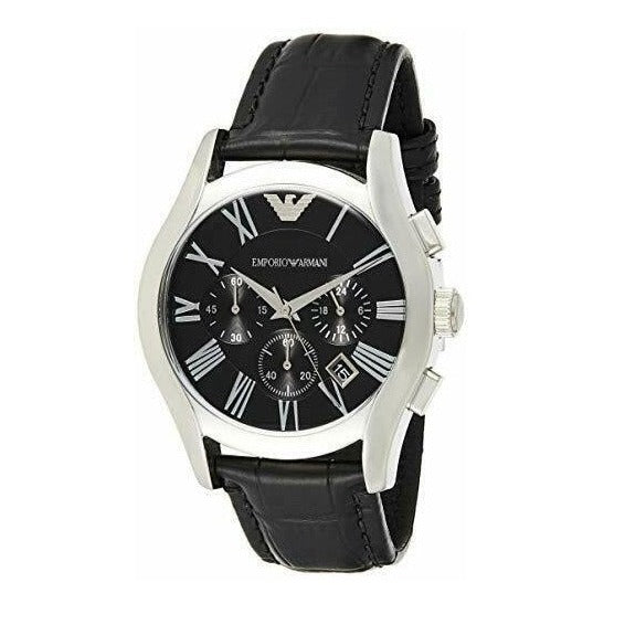 Emporio Armani Valente Chronograph Black Dial Black Leather Strap Watch For Men - AR1633 Buy Now By Emporio Armani