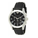 Emporio Armani Valente Chronograph Black Dial Black Leather Strap Watch For Men - AR1633 Buy Now By Emporio Armani