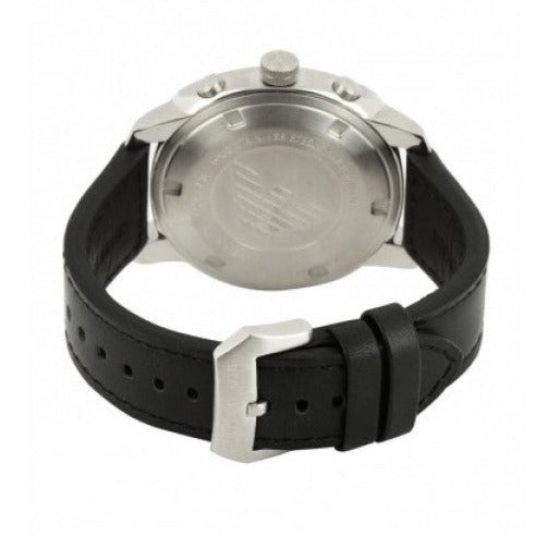 Emporio Armani Sportivo Chronograph Silver Dial Black Leather Strap Watch For Men - AR6054 Buy Now By Emporio Armani