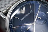 Emporio Armani Aviator Chronograph Blue Dial Silver Steel Strap Watch For Men - AR11238 Buy Now By Emporio Armani