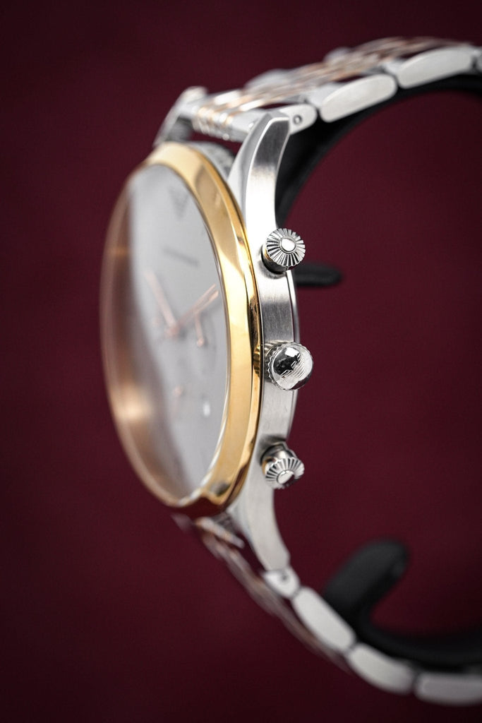 Emporio Armani Beta Chronograph Grey Dial Two Tone Steel Strap Watch For Men - AR1864 Buy Now By Emporio Armani