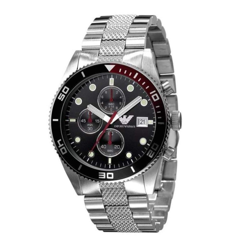 Emporio Armani Chronograph Black Dial Silver Stainless Steel Watch For Men - AR5855 Buy Now By Emporio Armani
