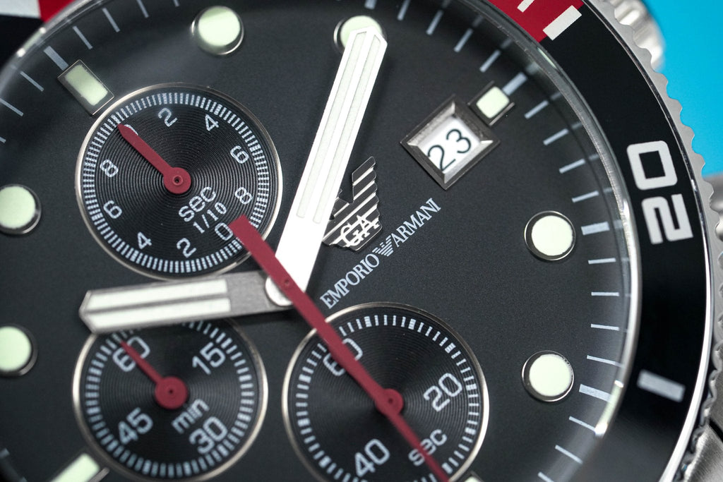 Emporio Armani Chronograph Black Dial Silver Stainless Steel Watch For Men - AR5855 Buy Now By Emporio Armani